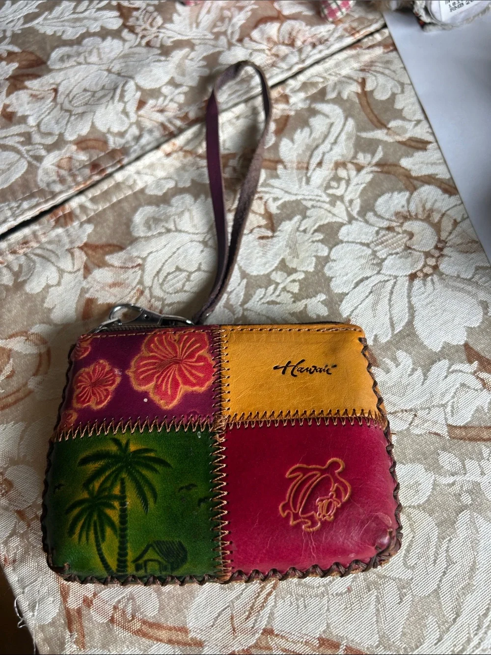 Patchwork Leather Wristlet - Multicolor used